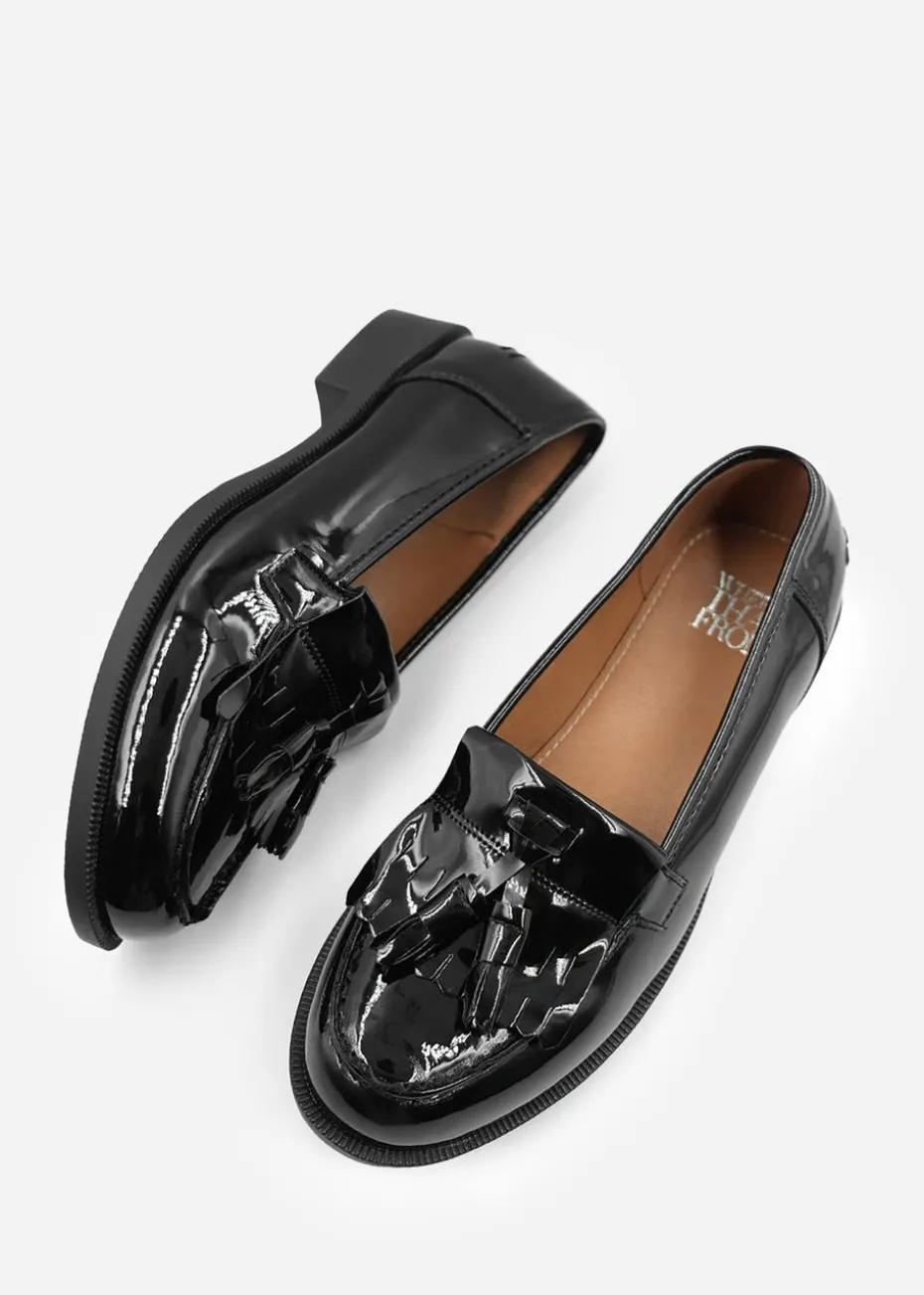 Where's That From Black Patent Imogen Flatform Slip On Loafers