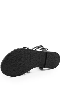 Where's That From Black Pu Natalia Studded Gladiator Sandals