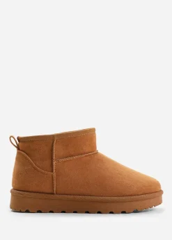 Where's That From Chestnut Faux-Suede Maple Faux Fur Slipper Boots