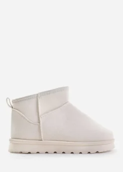 Where's That From Cream Faux-Suede Maple Faux Fur Slipper Boots