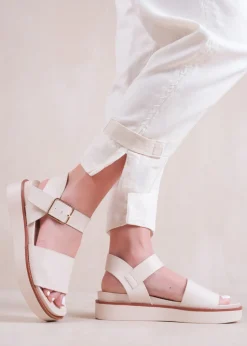 Where's That From Cream Phoenix Wide Fit PU Flat Sandals