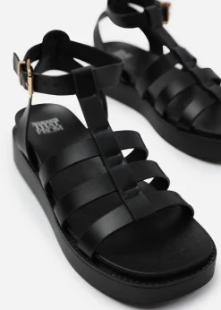 Where's That From Dubai Mid Platform Gladiator Strap Black