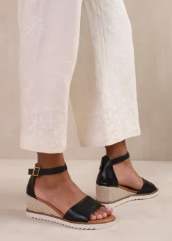 Where's That From Dusk Wedge With Buckle Ankle Strap Black