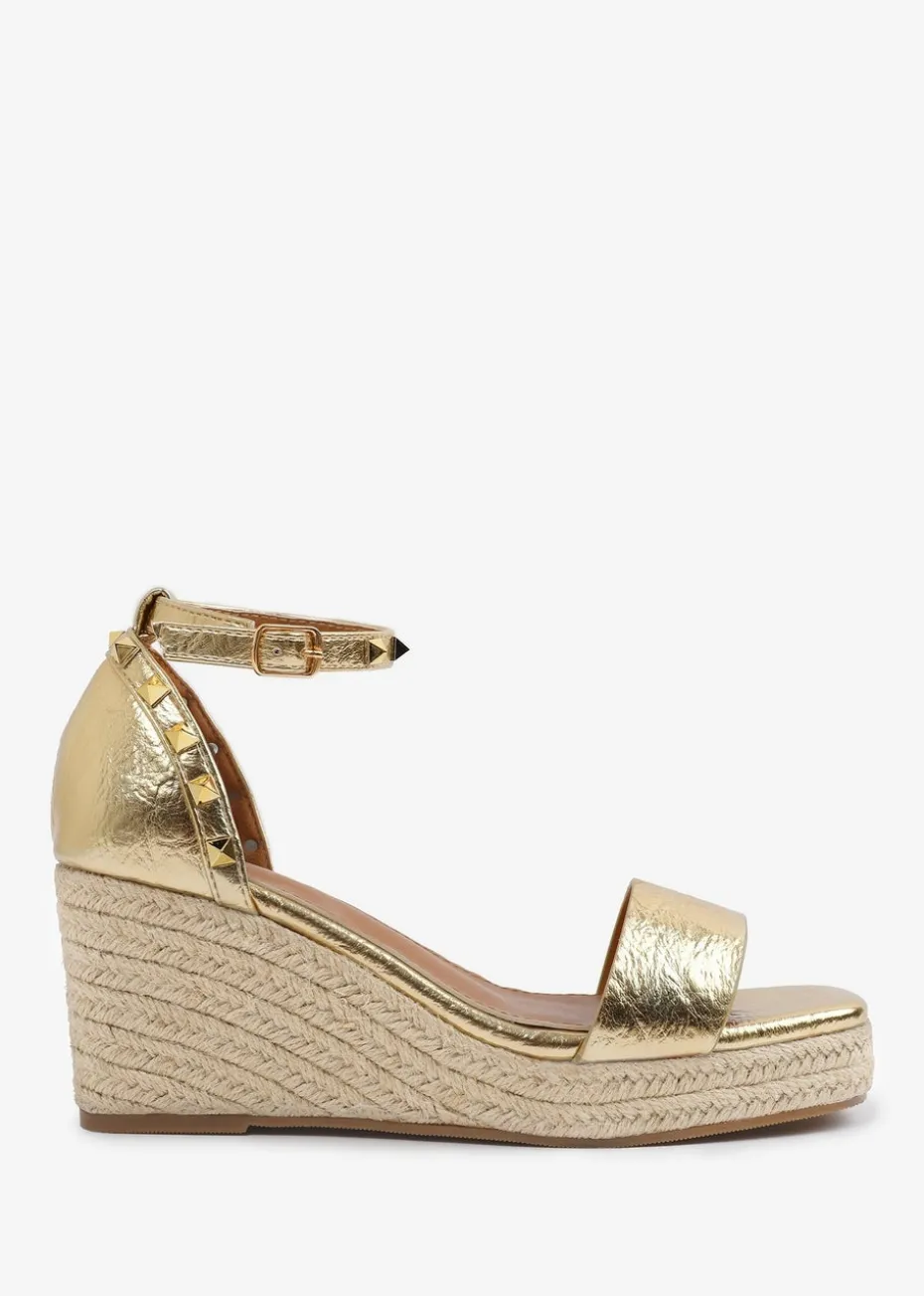 Where's That From GoldPU Presley Wedge Sandals With Gladiator Ankle-Strap