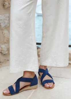 Where's That From Hummingbird Navy Suede Low Wedges