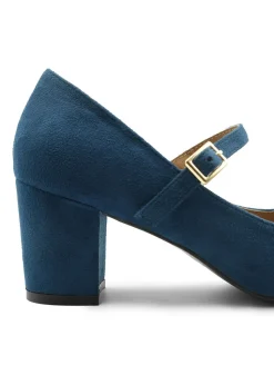 Where's That From Navy Suede Araceli Wide  Mary Jane Pumps