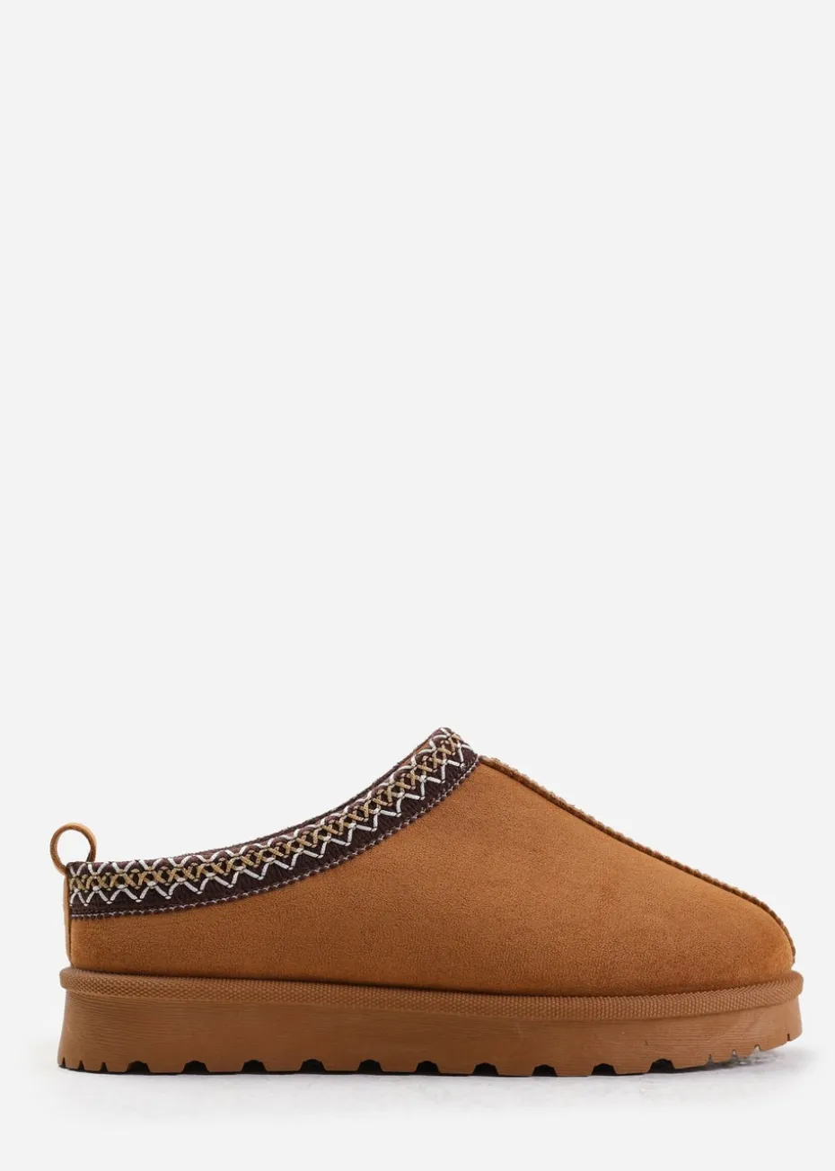 Where's That From Pine Chestnut Faux-Suede Fur Lining Slipper Boots