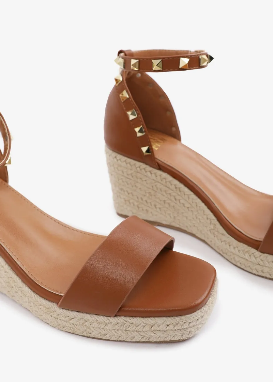 Where's That From TanPU Presley Wedge Sandals With Gladiator Ankle-Strap