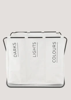 White 3 Section Wire Laundry Basket