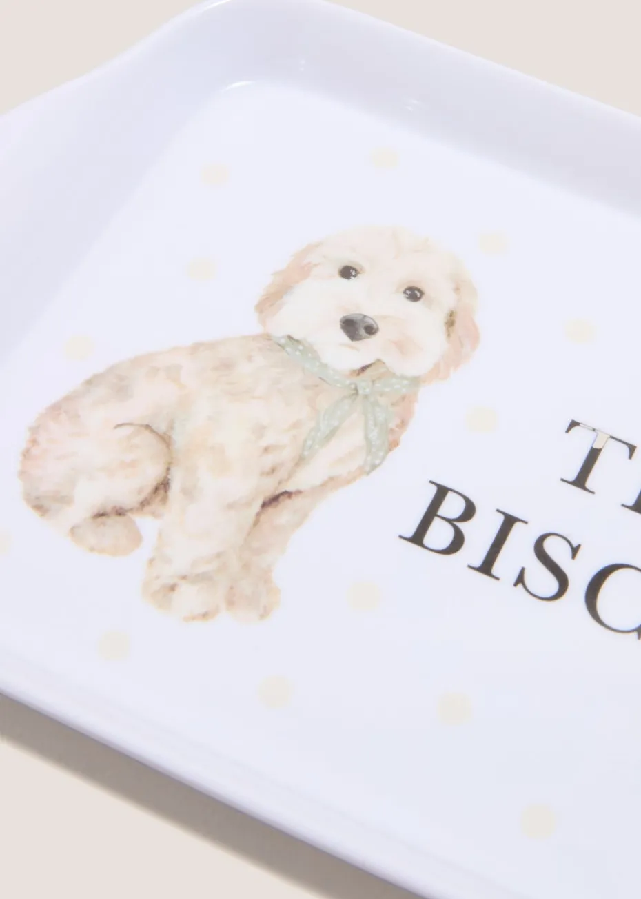 White Connie Cockapoo Tea Tray