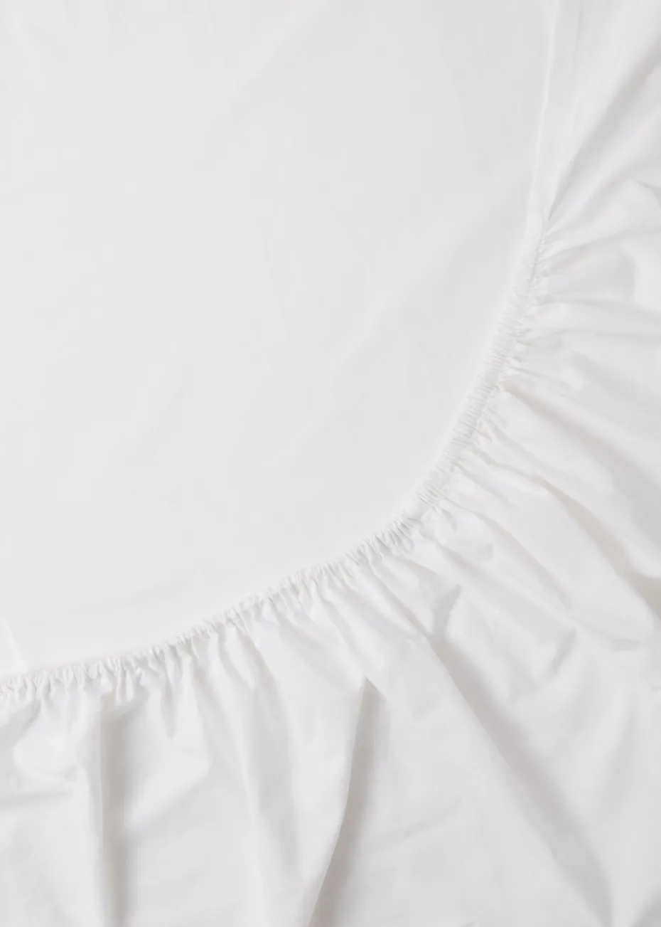 White Cotton Deep Fitted Bed Sheet (180 Thread Count)