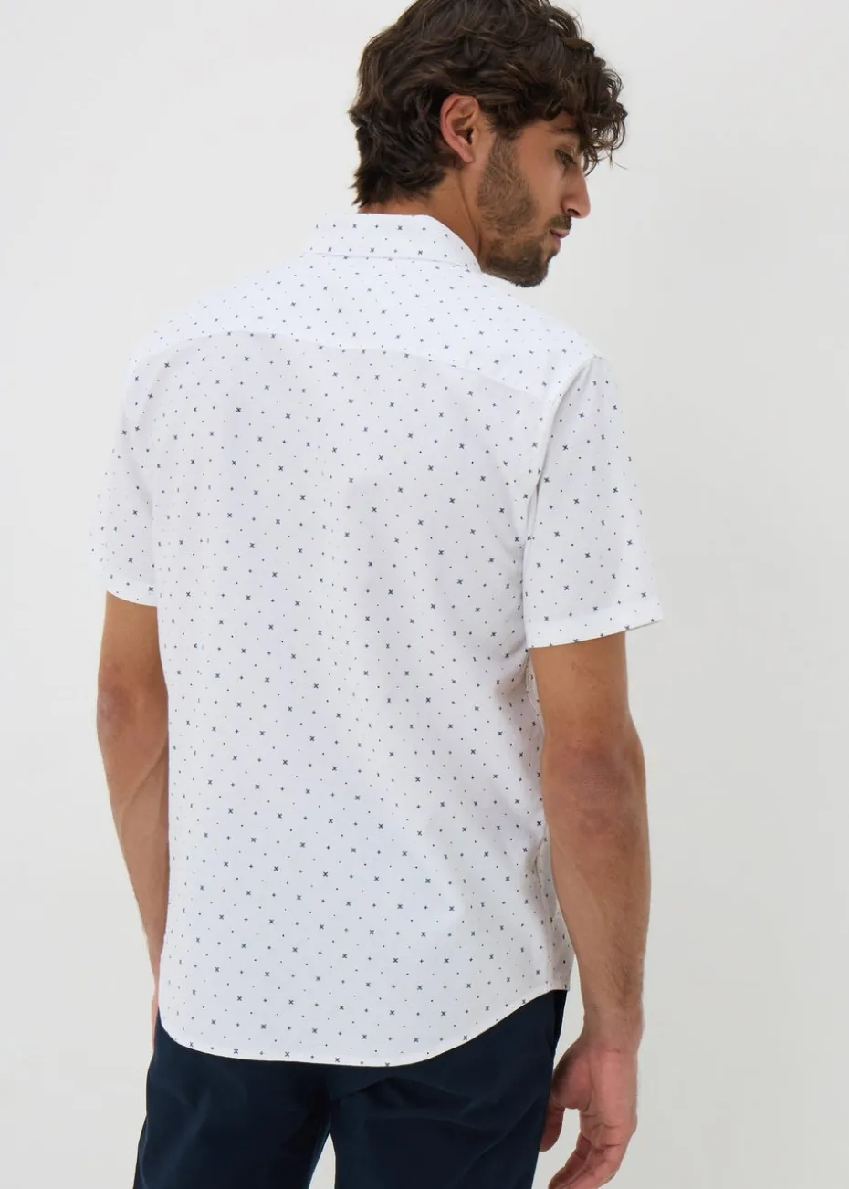 White Geo Short Sleeve Oxford Shirt