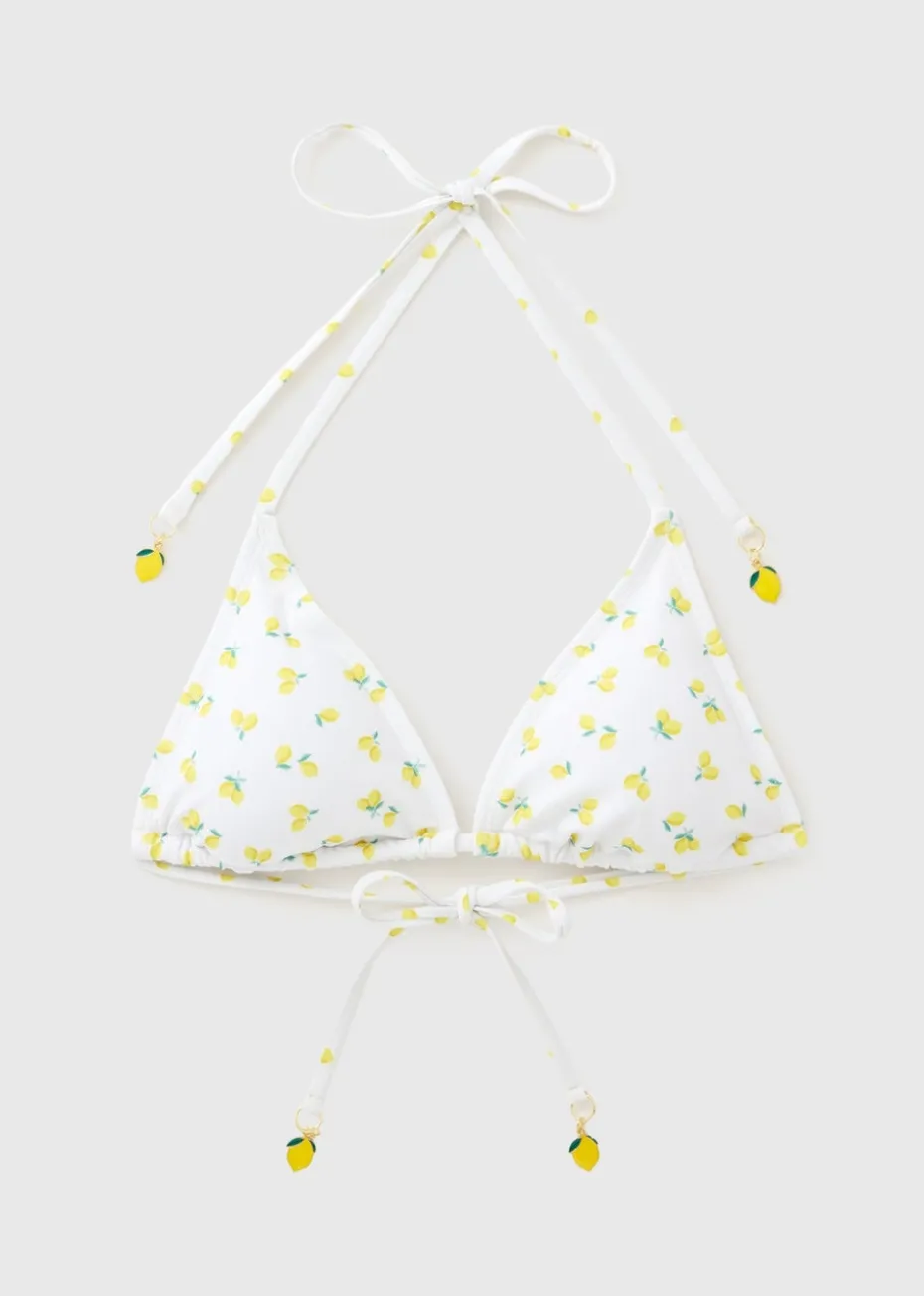 White Lemon Triangle Bikini Top