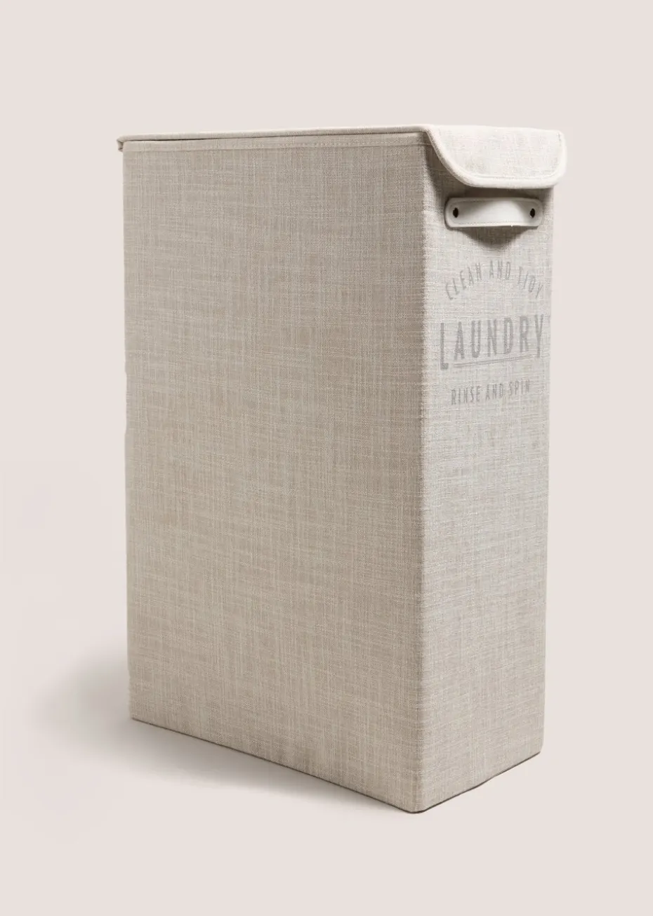 White Linen Laundry Basket