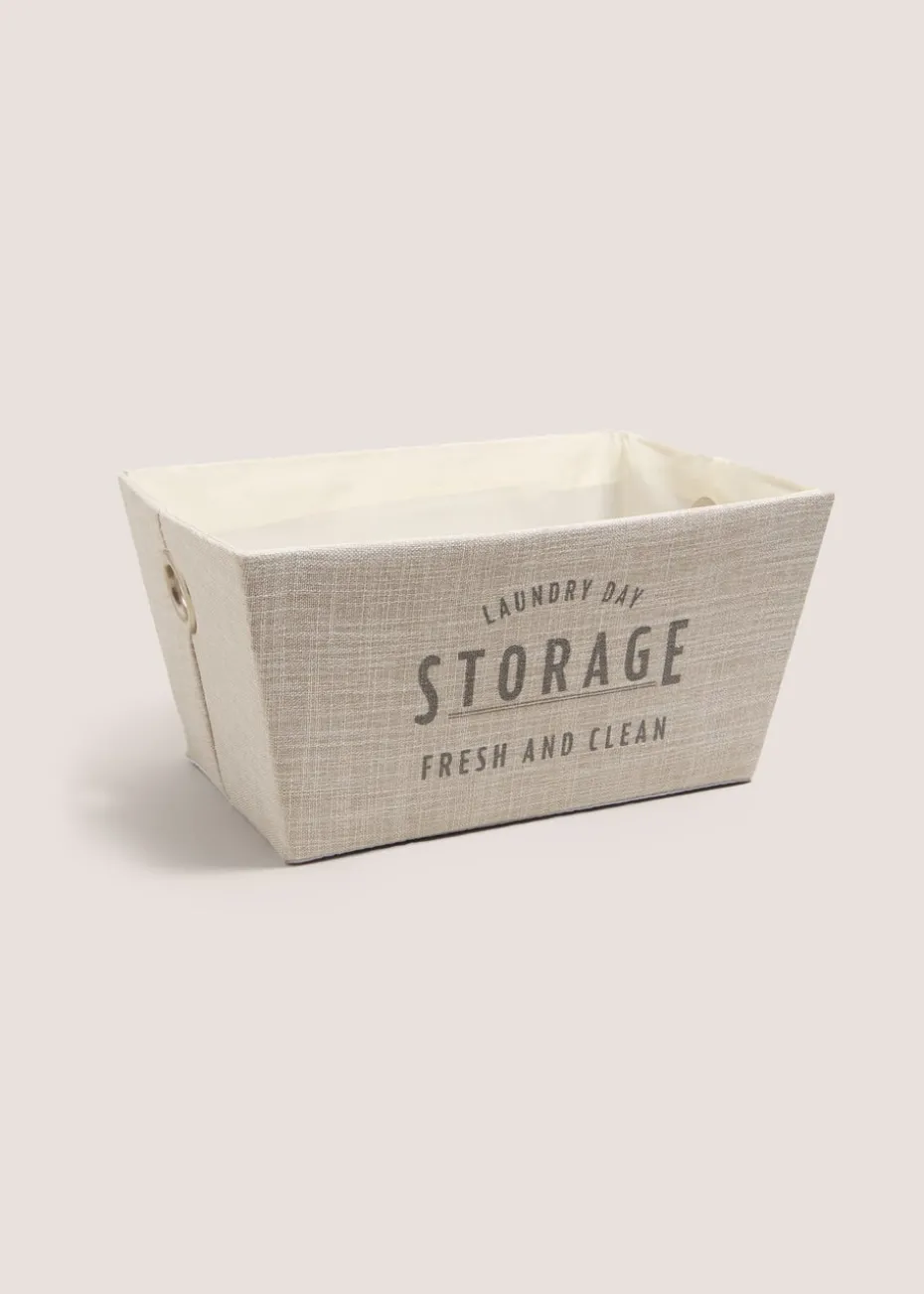 White Linen Laundry Basket