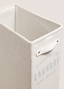 White Linen Laundry Basket