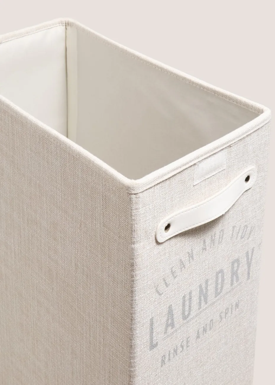 White Linen Laundry Basket