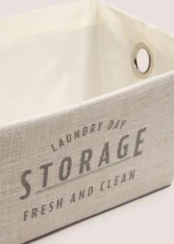 White Linen Laundry Basket
