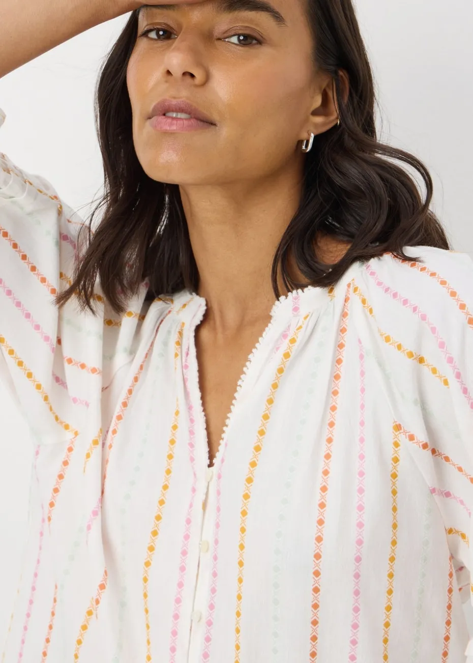 White Multi Stripe Dobby Blouse