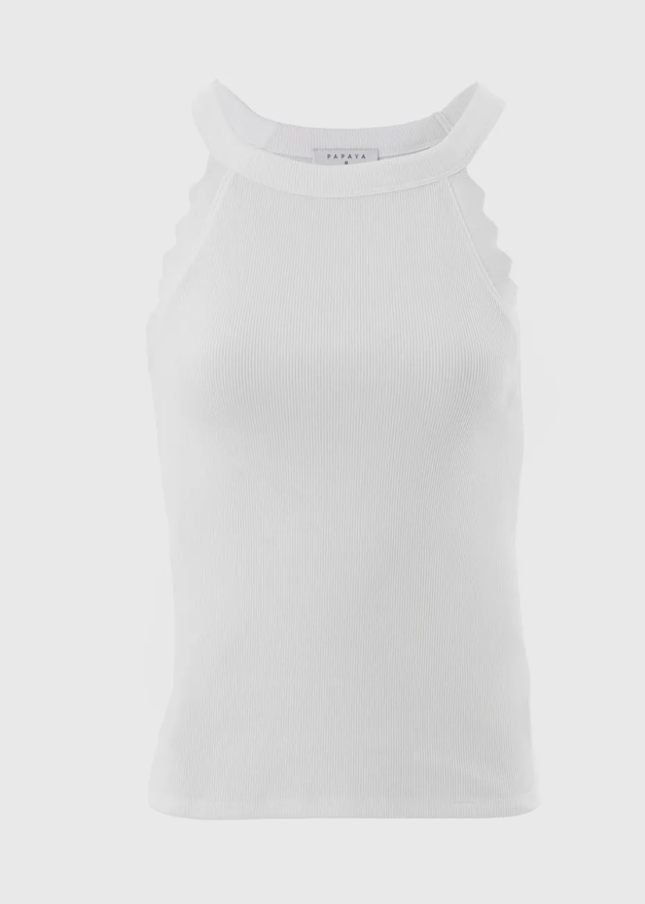 White Scalloped Edge Racer Back Vest Top