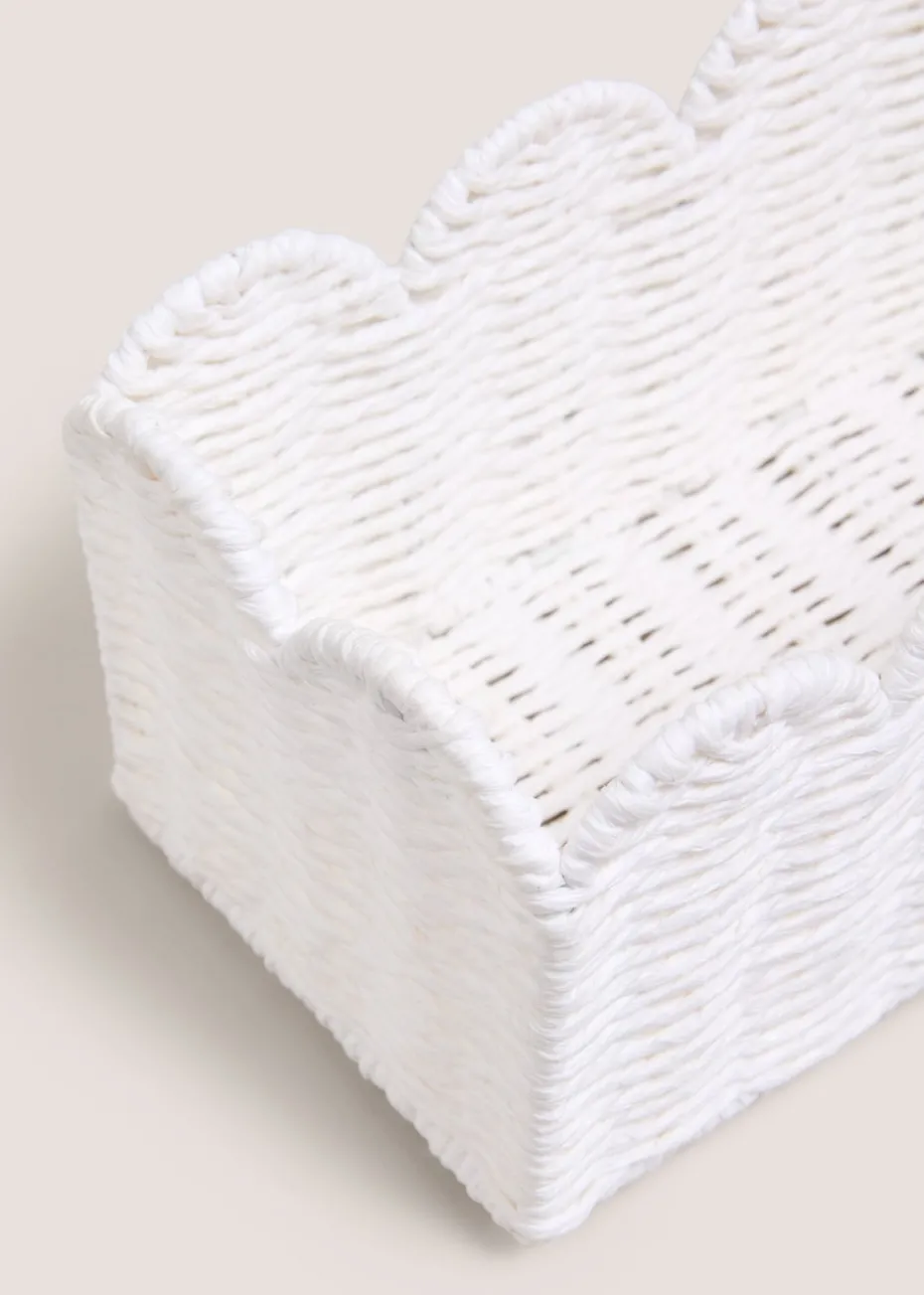White Scalloped Window Basket Tray