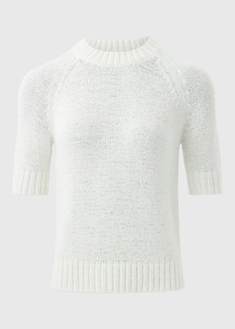 White Short Sleeve Knitted T-Shirt