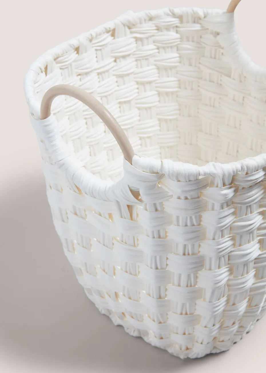 White Wooden Handle Basket