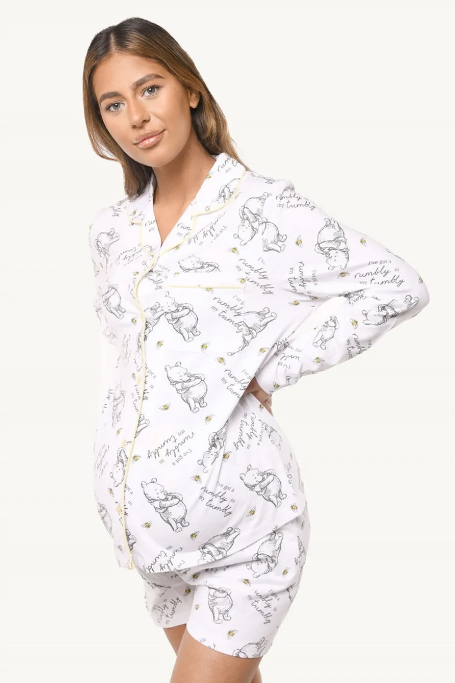 Winnie The Pooh Ladies White Maternity Pyjama