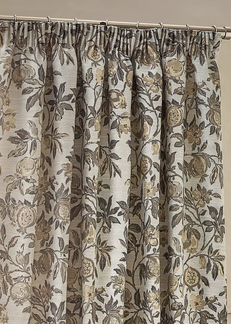 Wylder Nature Pomegranate Floral Jacquard Pencil Pleat Curtains