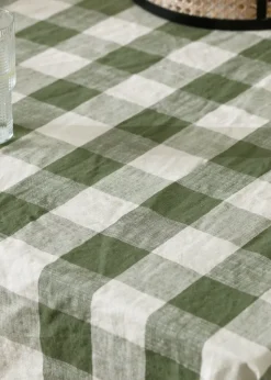 Yard Dark Green Chesil Check Tasselled 100% Cotton Throw