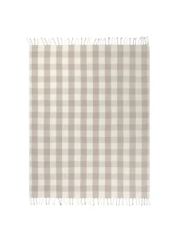 Yard Natural Chesil Check Tasselled 100% Cotton Throw