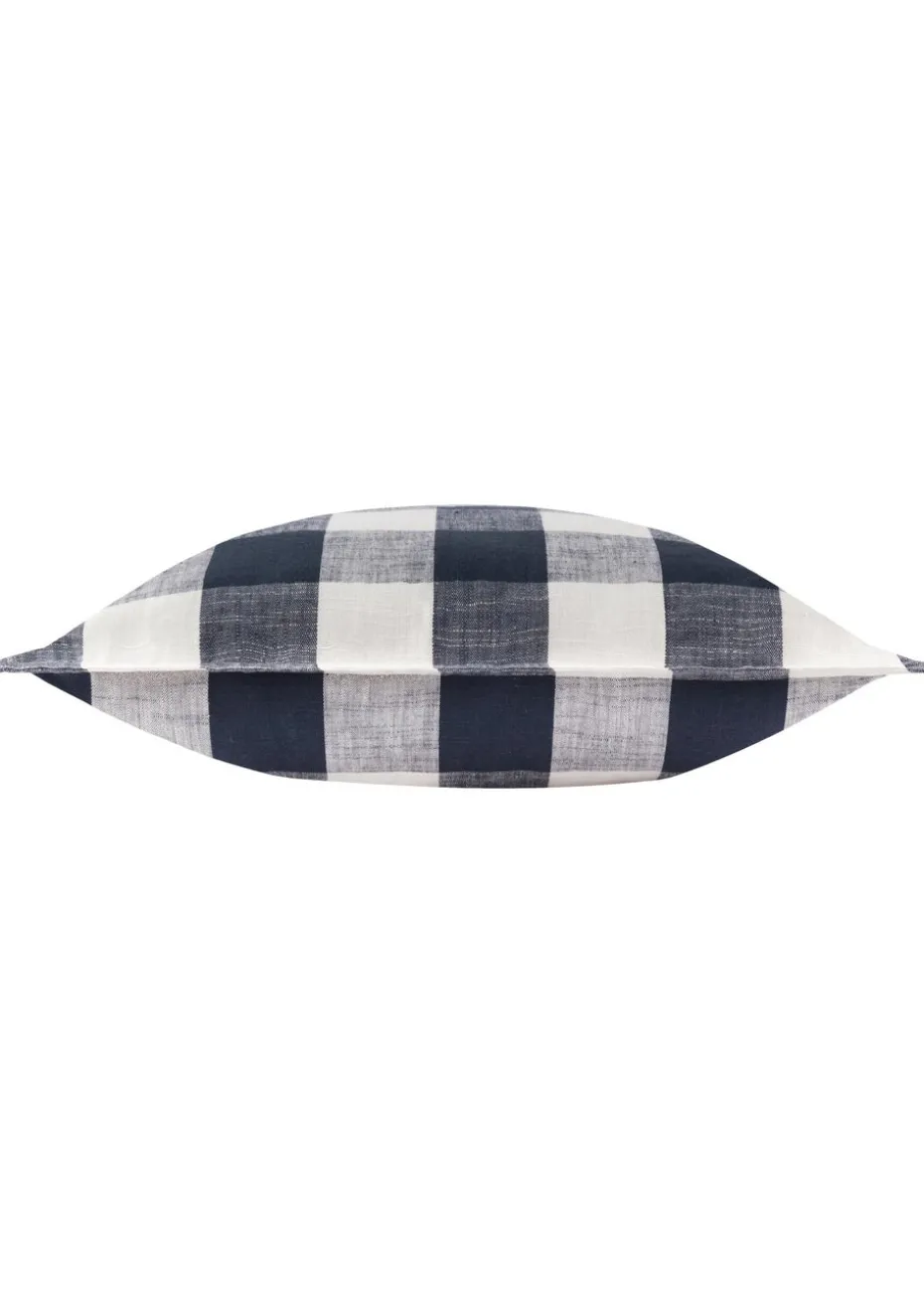 Yard Navy Chesil Check 100% Cotton Outdoor Outdoor Cushion