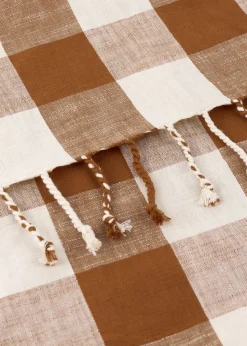 Yard Rust Chesil Check Tasselled 100% Cotton Throw