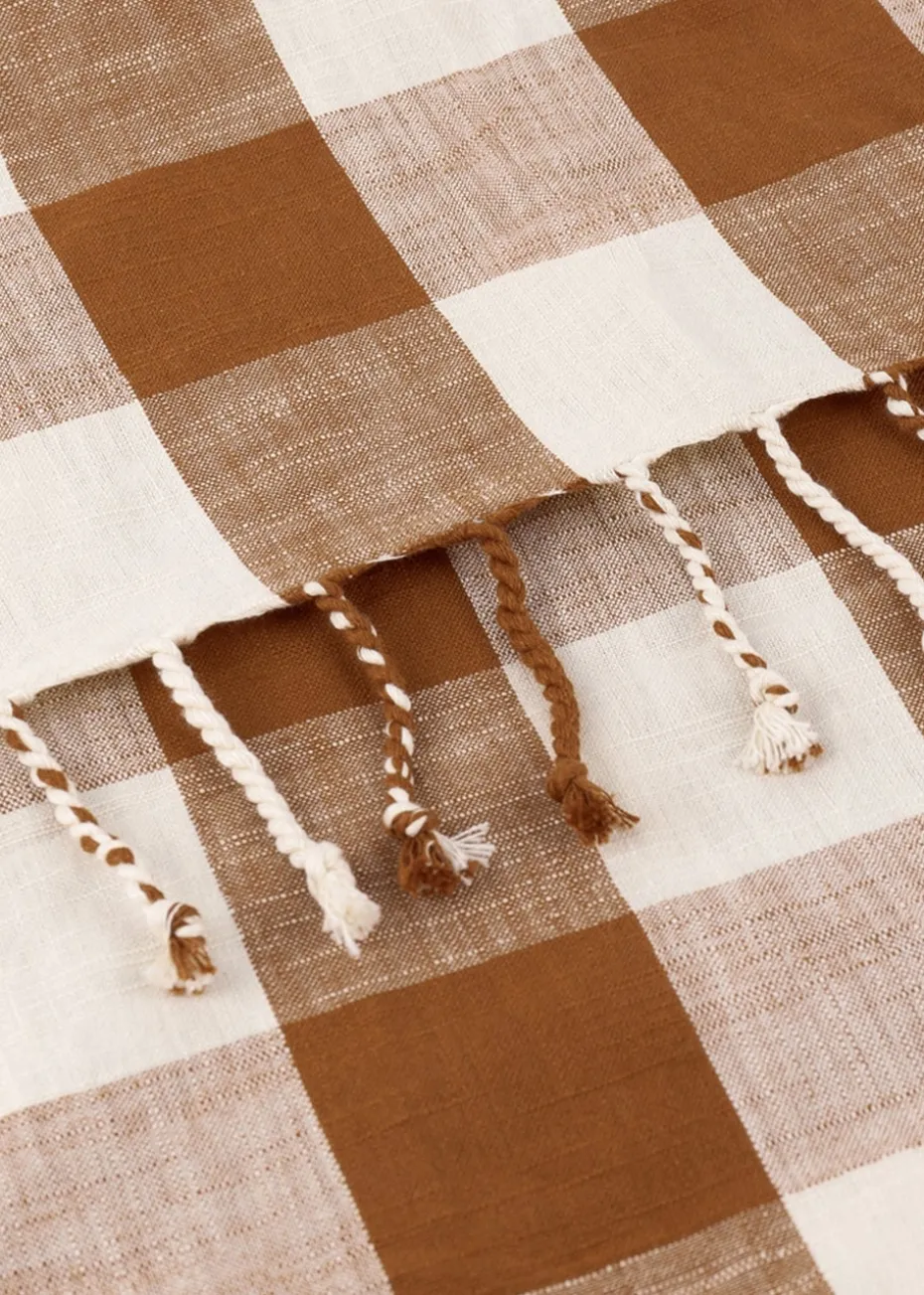 Yard Rust Chesil Check Tasselled 100% Cotton Throw