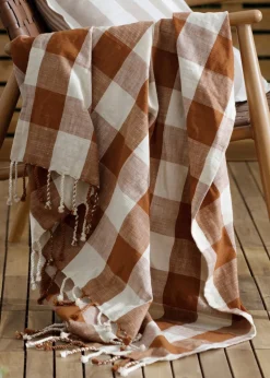 Yard Rust Chesil Check Tasselled 100% Cotton Throw