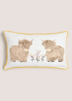 Yellow Fluffy Highland Cow Cushion
