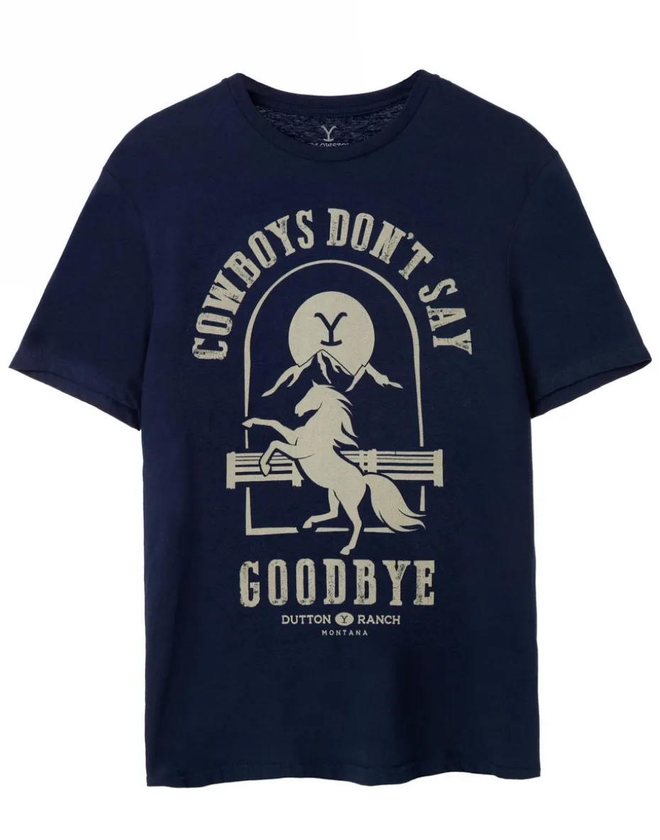 Yellowstone Blue Cowboys Don't Say Goodbye Short Sleeved T-Shirt