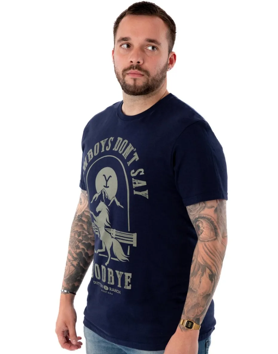 Yellowstone Blue Cowboys Don't Say Goodbye Short Sleeved T-Shirt