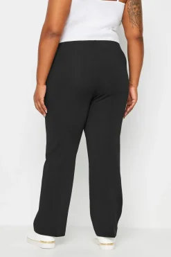 Yours Bestseller Curve Black Pull On Ribbed Bootcut Stretch Trousers