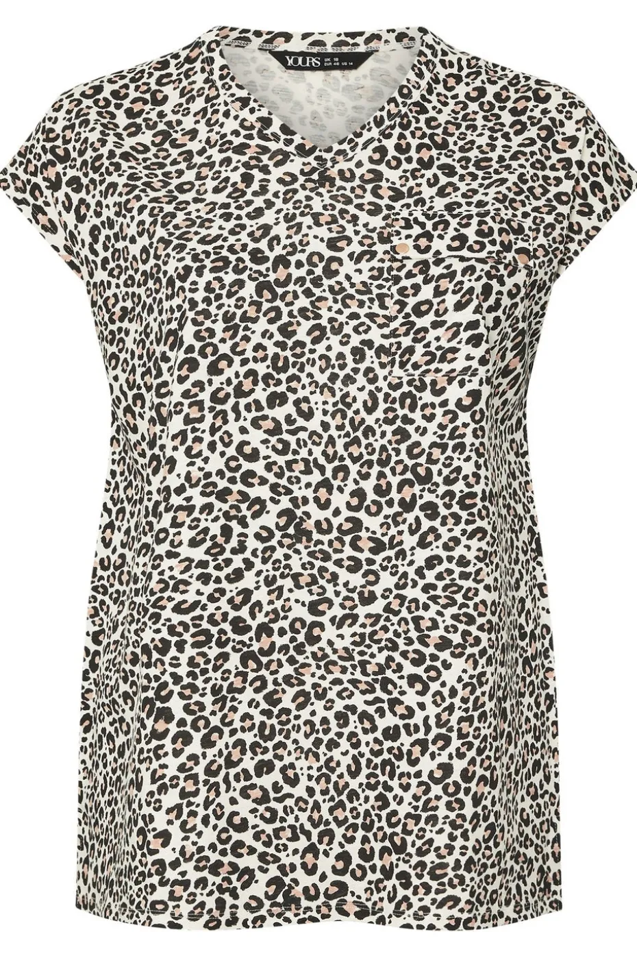 Yours Curve Beige Brown Leopard Print Pocket T Shirt