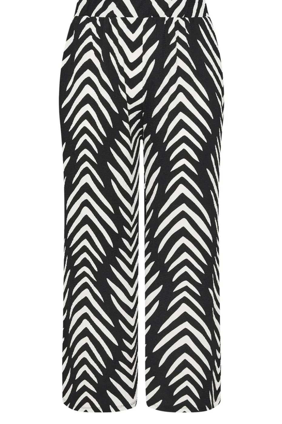 Yours Curve Black & White Abstract Print Wide Leg Trousers