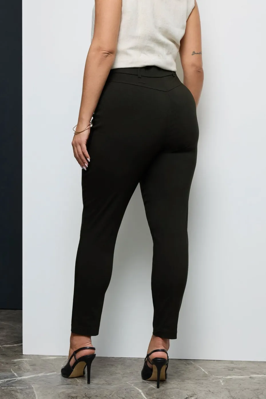 Yours Curve Black Bengaline Slim Leg Stretch Trousers