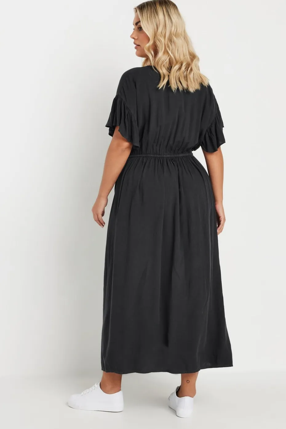 Yours Curve Black Button Chambray Maxi Dress