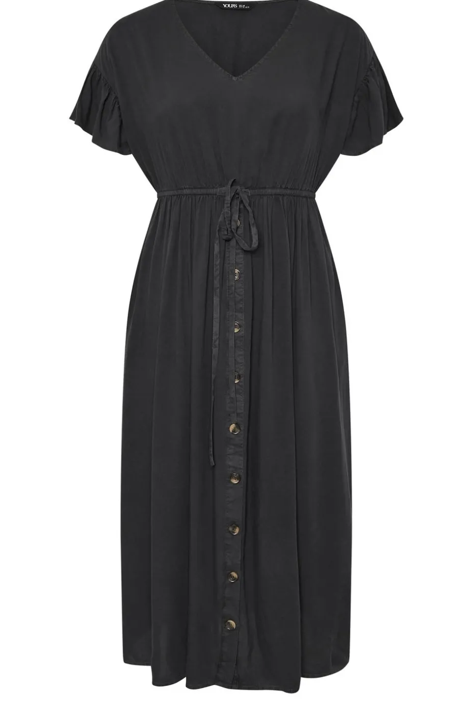 Yours Curve Black Button Chambray Maxi Dress