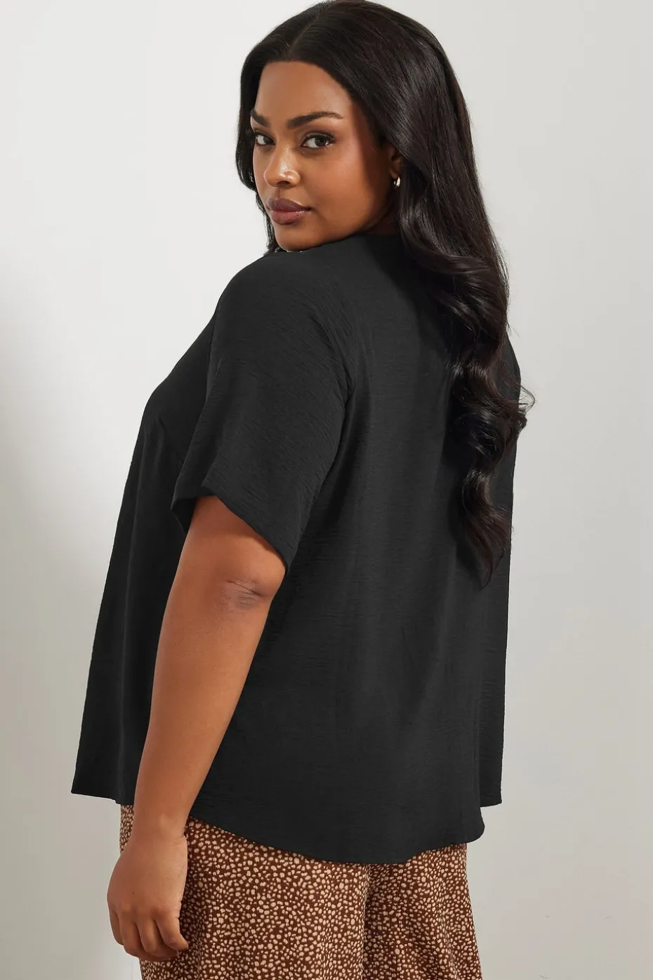 Yours Curve Black Button Detail Blouse
