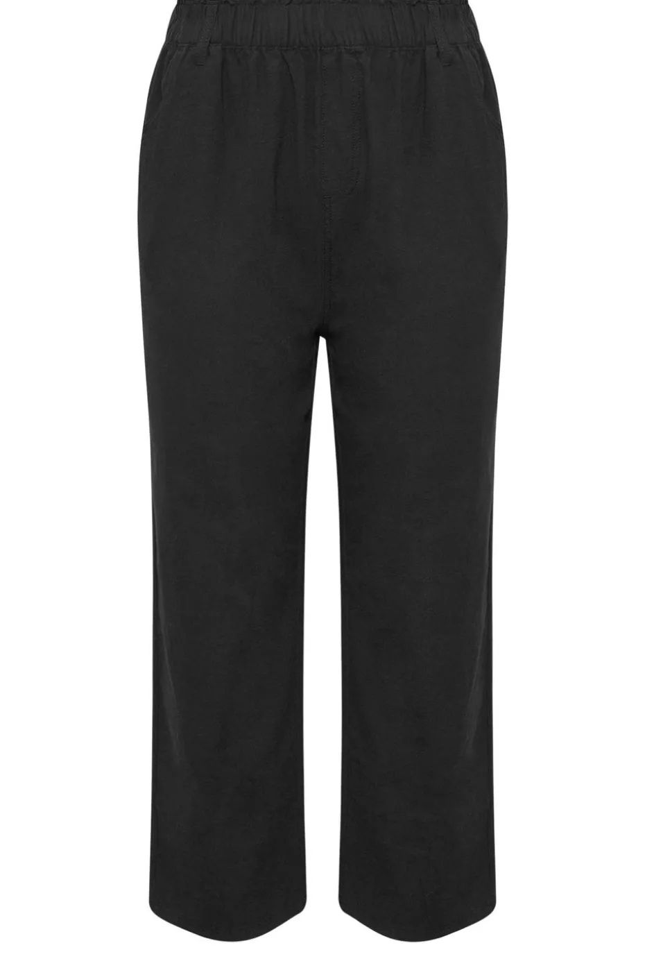 Yours Curve Black Cool Cotton Wide Leg Trousers