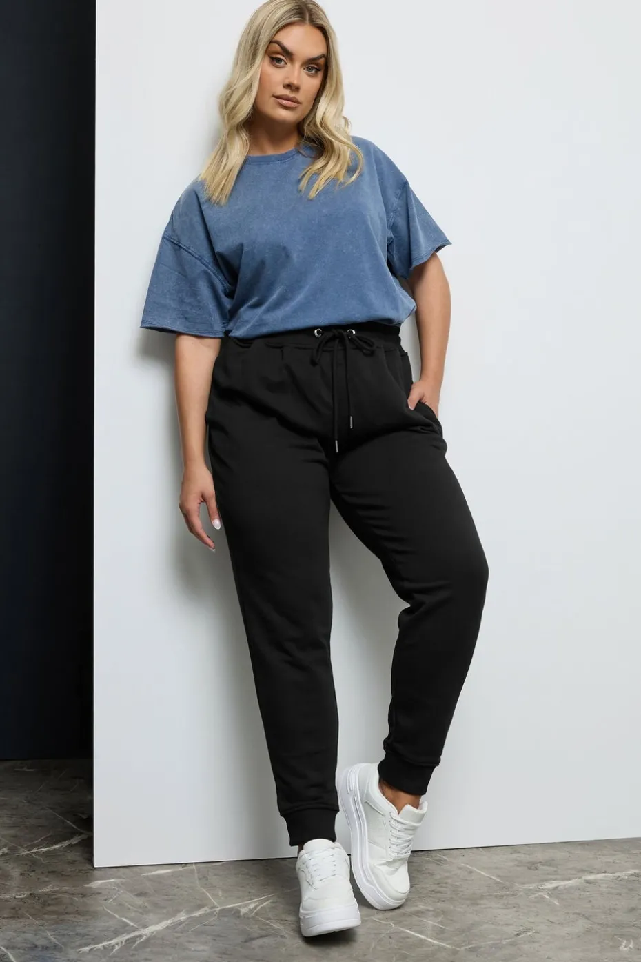 Yours Curve Black Elasticated Stretch Joggers