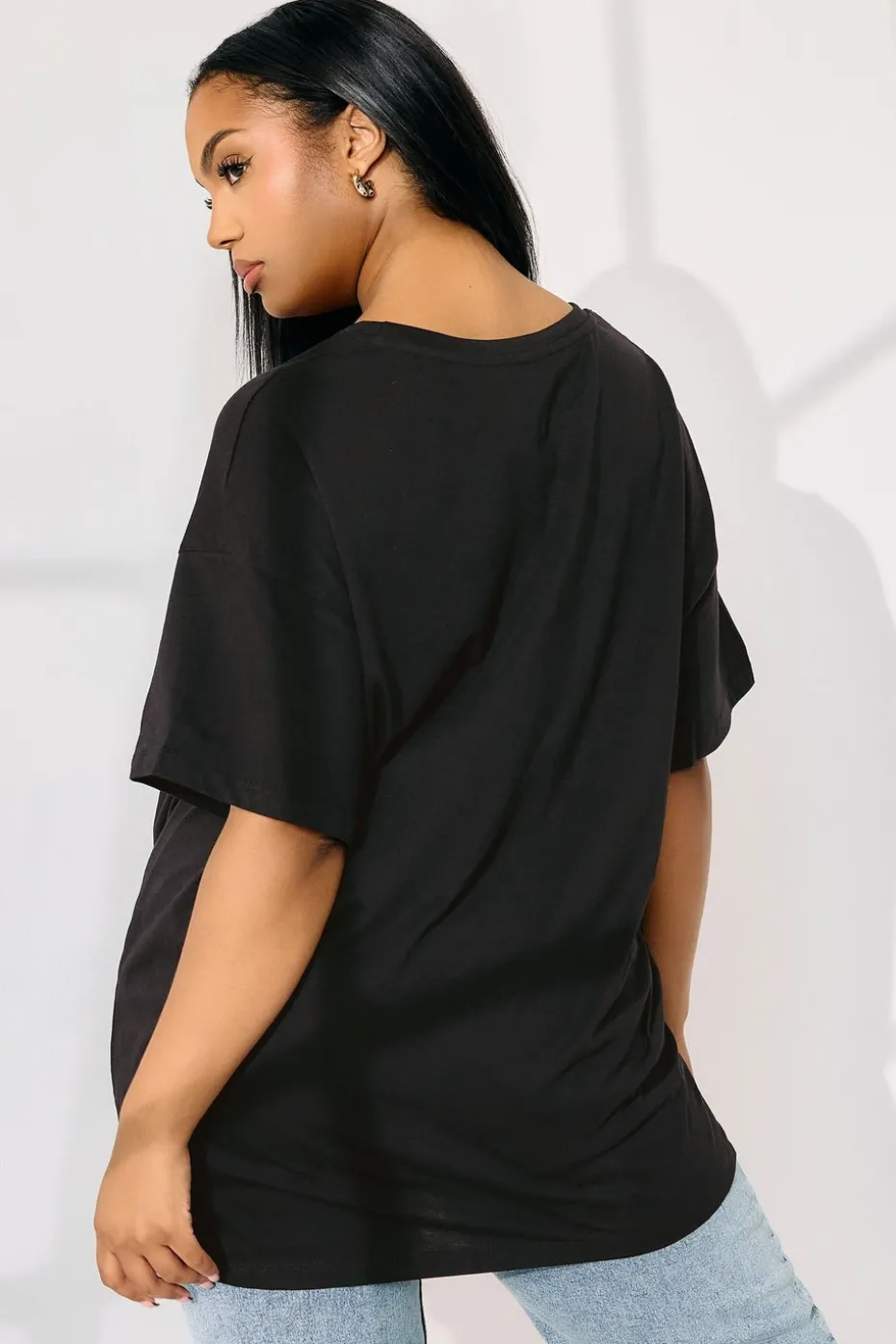 Yours Curve Black Floral Oversized Sequin Top
