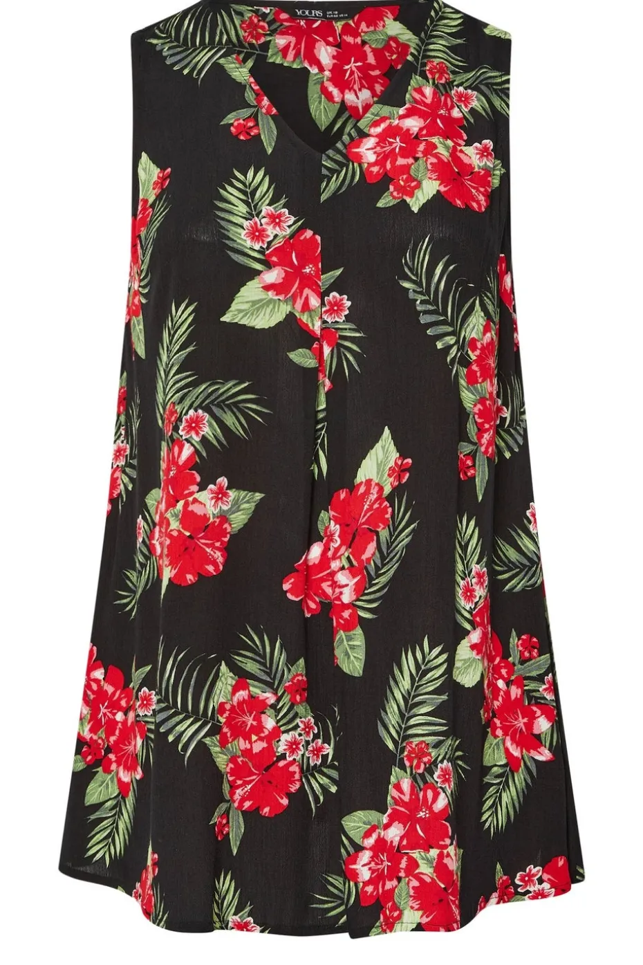 Yours Curve Black Floral Print Pleat Front Vest Top