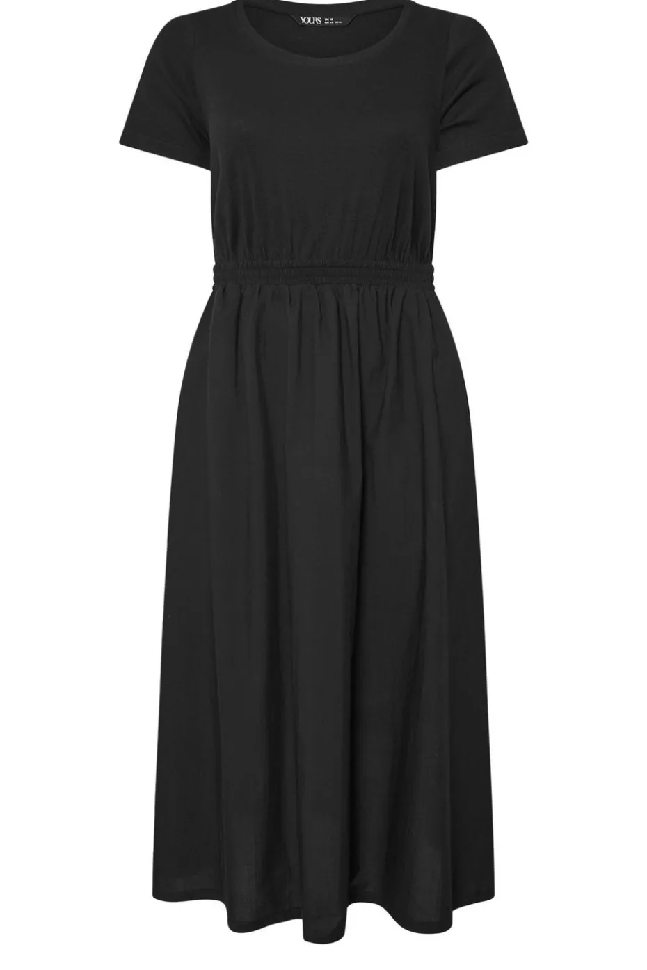 Yours Curve Black Jersey & Woven Mix Fabric Midaxi Skater Dress